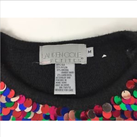 Lauren Cole Womans Black Vintage Sequin Sweater - Picture 3 of 8